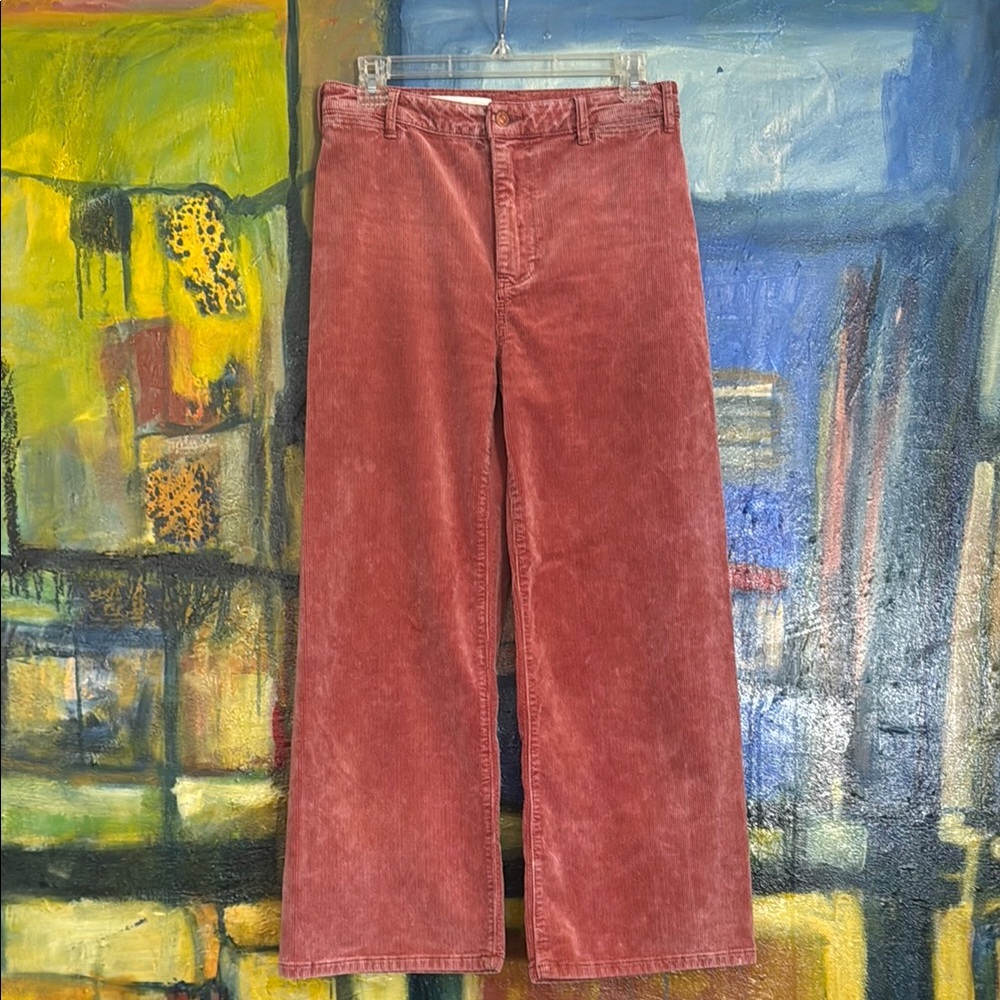Anthropologie Pilcro The Gwen Wide Leg Corduroy Pants Jeans 26 Rose Pink